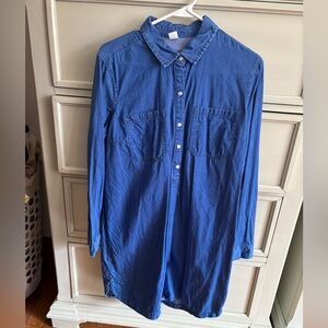 Blue Button-Up Shirt Dress